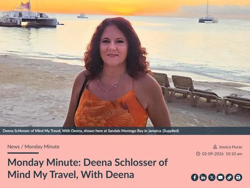 PAX News Monday Minute: Deena Schlosser of Mind My Travel, With Deena, shown at Sandals Montego Bay in Jamaica